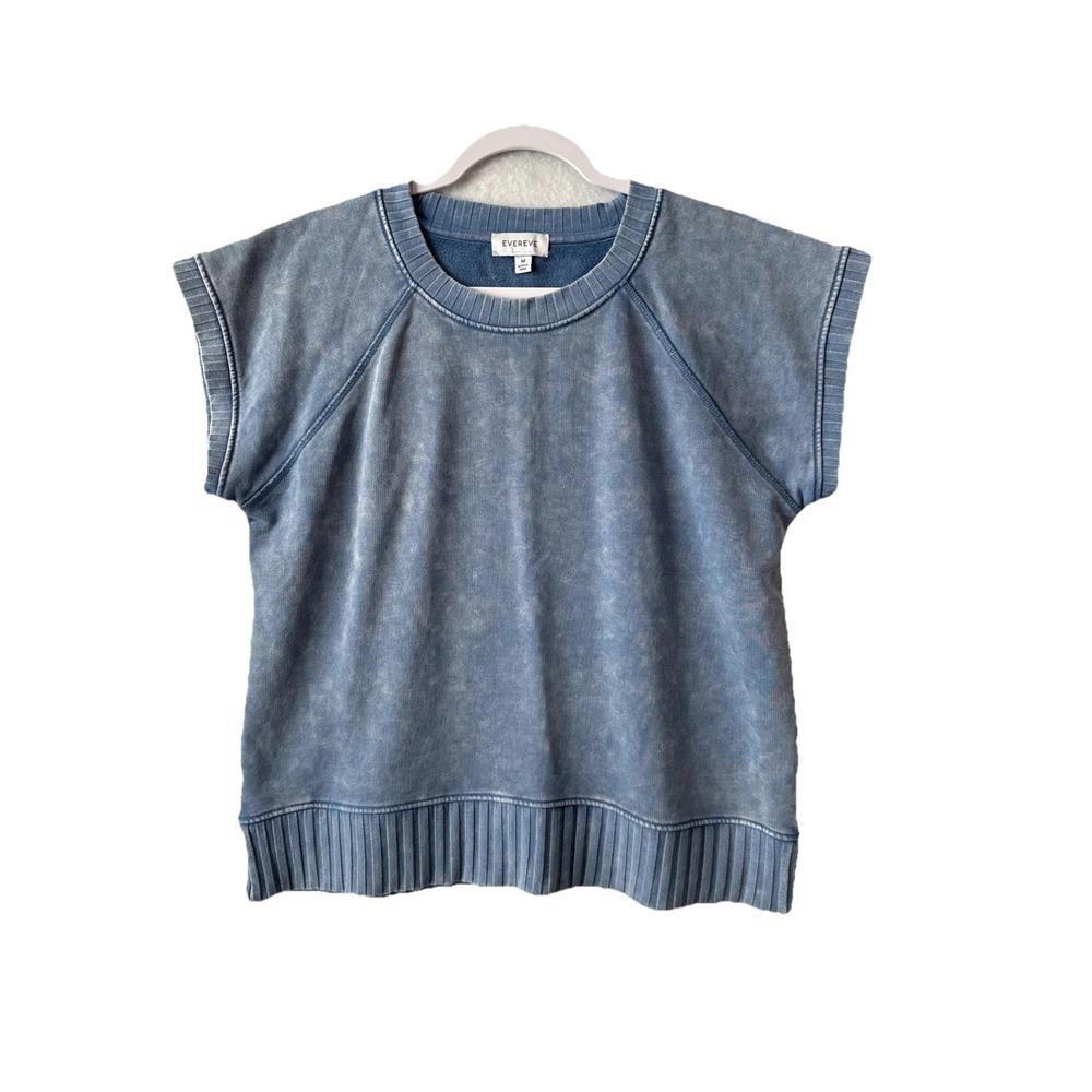 Evereve Blue Short Sleeve Washed Sweatshirt